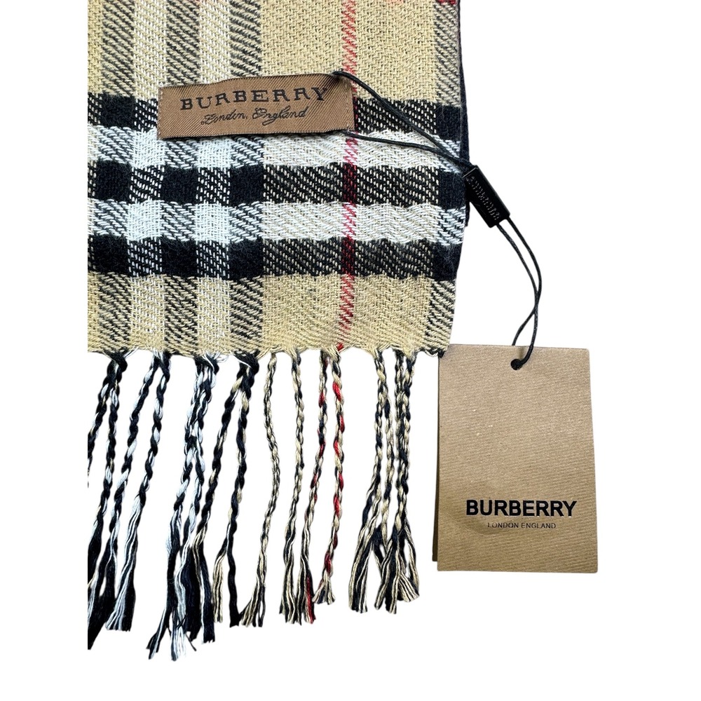 Burberry London England Scarf Classic Check Plaid Fringed Edge - Picture 4 of 11